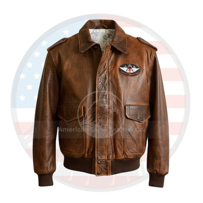 Vintage Michael A-2 Leather Flight Jacket Map Lining Bomber Plant Demolition USA