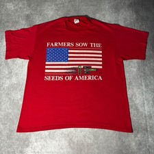Vintage 80s Jerzees Farmers Sow The Seeds Of America T-Shirt Red XXL USA Made