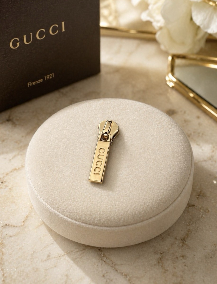 Authentic Gucci Gold Tone Zipper Pull Engraved Logo Replacement