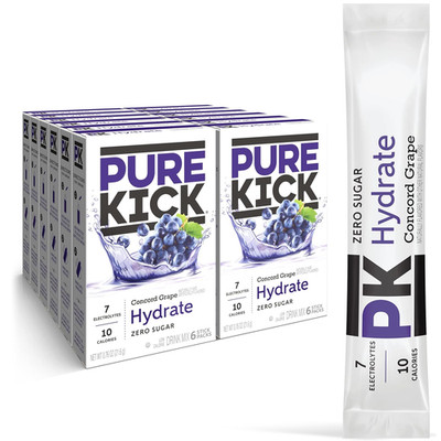 Pure Kick Hydration Singles Drink Mix, Concord Grape, 12 Boxes, 72 Packets
