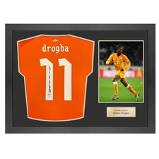 Didier Drogba Signed Ivory Coast 2023 Football Shirt. Icon Frame