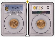 1959 Great Britain Elizabeth II Gold Sovereign MS64 Graded By PCGS
