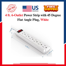 4 ft. 6-Outlet Power Strip with 45 Degree Flat Angle Plug, White