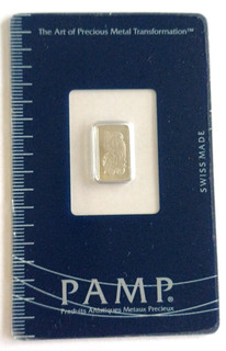 PAMP Suisse Platinum 1g Bar Lady Fortuna .9995 Fine Pure On CertiPAMP Assay Card