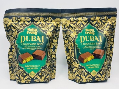 2 Nutty & Fruity Dubai Chocolate Bars Individually Wrapped 16 oz New