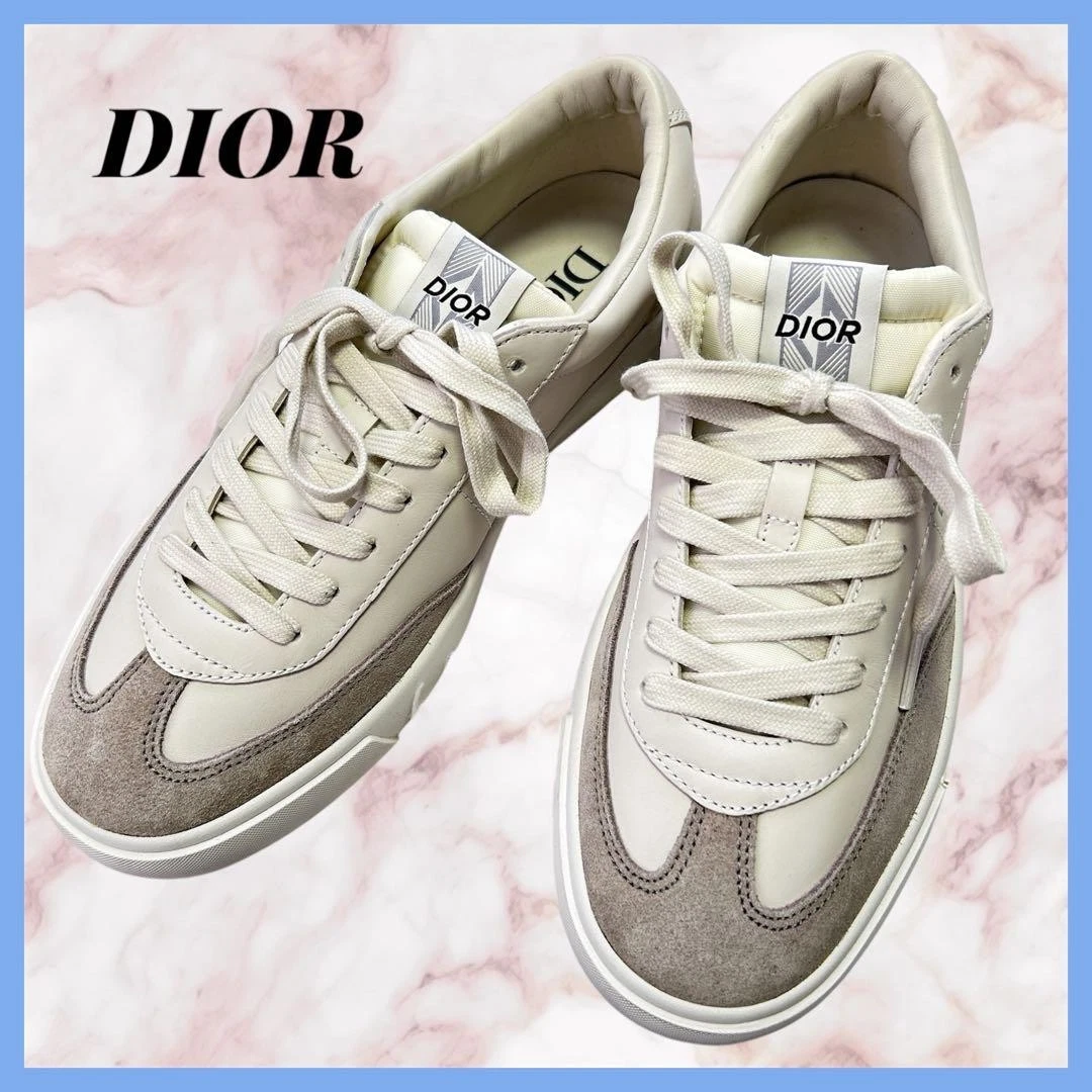 Baskets Dior B101 blanc/gris cuir de veau lisse nubuck taille 44