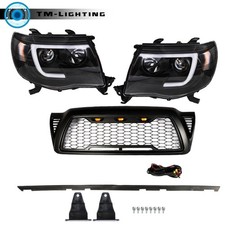 Lhrh For 2005-2011 Toyota Tacoma Headlightsfront Bumper Hood Grille Kit Black