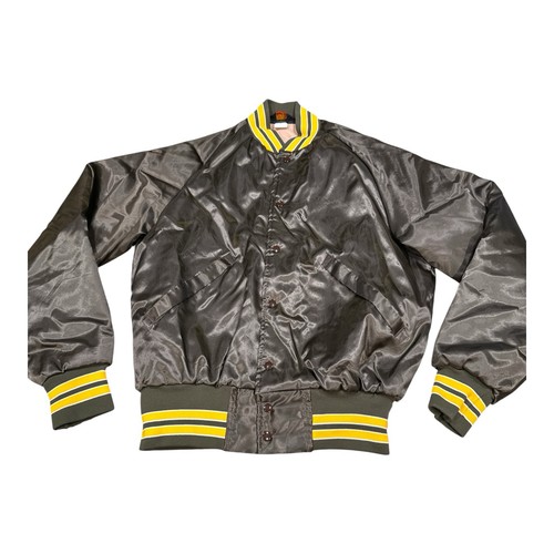 VTG 80s Pla-Jac Dunbrooke Jacket Olive Green "Satin" Bomber USA Mens Sz Medium