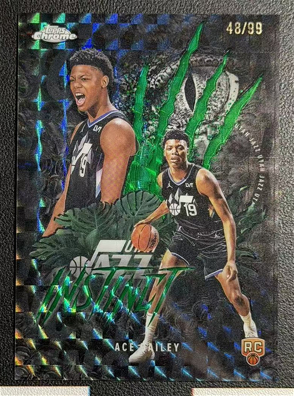 2025-26 Topps Chrome Ace Bailey Instinct Green Geometric Refractor Rookie RC /99