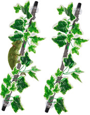 2PCS Reptile Climbing Branch, Bendable Jungle Vine with Leaves Terrarium Plant D