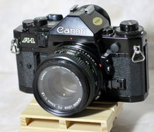 Canon A-1 SLR Black 35mm Film Camera with Canon FD 50mm f/1.8 Lens