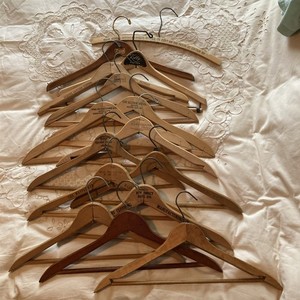 Vintage Wooden Hanger LOT OF 15 Branded & Unbranded USA MADE Heavy Duty Polo +