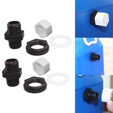 2Pcs 1/2Inch Rain Butt Through With External Thread Tank Screw Connection Kit