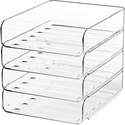 4-Tier Acrylic Paper Tray Organizer |Clear Stackable Desk Organizer for Document