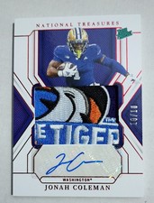 2025 PANINI NATIONAL TREASURES JONAH COLEMAN PATCH AUTO 10/10 WASHINGTON HUSKIES