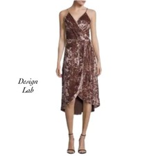Design Lab Mocha Velvet Spaghetti Strap Wrap Dress NWT Size XS