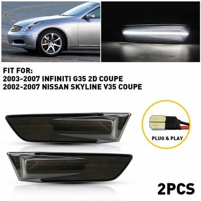 2 Full LED White Side Marker Lights for Infiniti G35 coupe Skyline V35 2002-2007