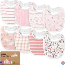 Sweet Charm 8-Pack Organic Baby Bibs - Ultra-Soft, Absorbent Teething  Drooling