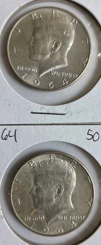 2 Lot 1964-P Kennedy Half Dollar 90% US Silver Coins