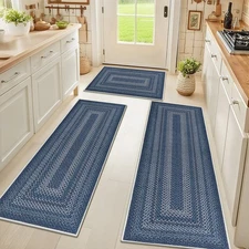 HEBE Washable Kitchen Rugs Sets of 3, Non Slip Absorbent Kitchen Rugs and Mat...