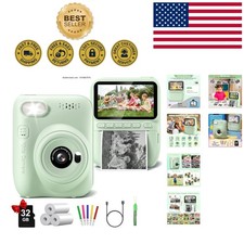 Compact Toddler Kids Camera - 1080P Video  Instant Print for Ages 3-12-Green