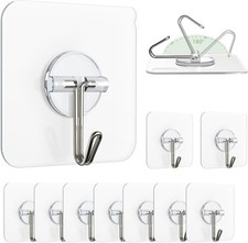 Adhesive Wall Hooks for Hanging, Clear Removable Window 13 lb