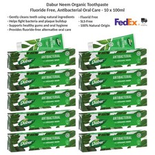 Dabur Neem Organic Toothpaste, Fluoride Free, Antibacterial Oral Care 10x100ml