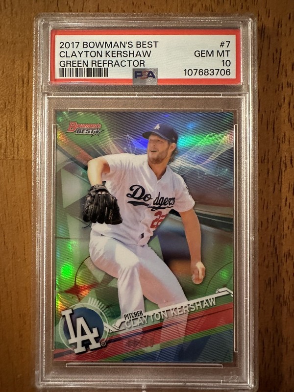 2017 Bowman's Best Clayton Kershaw Green Refractor /99 PSA GEM MINT 10 Dodgers