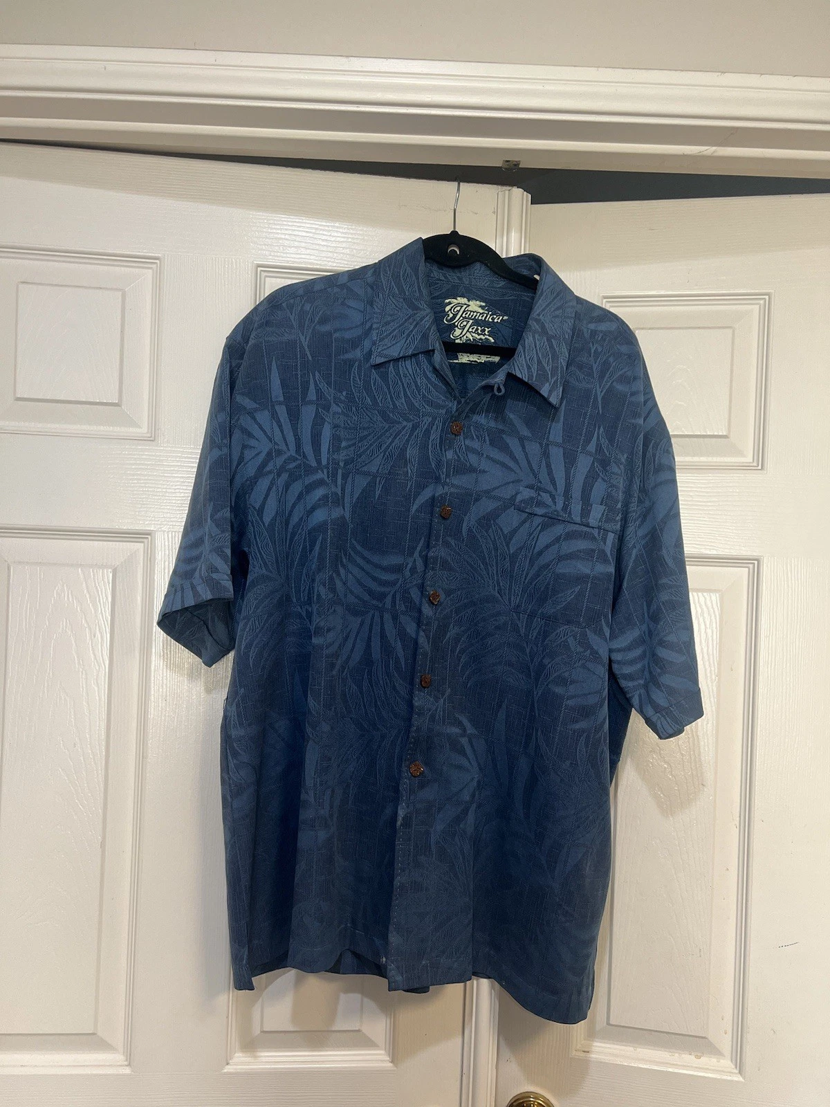 Jamaica Jaxx Silk Tropical Hawaiian Casual SS Button Up Camp Shirt Mens XL