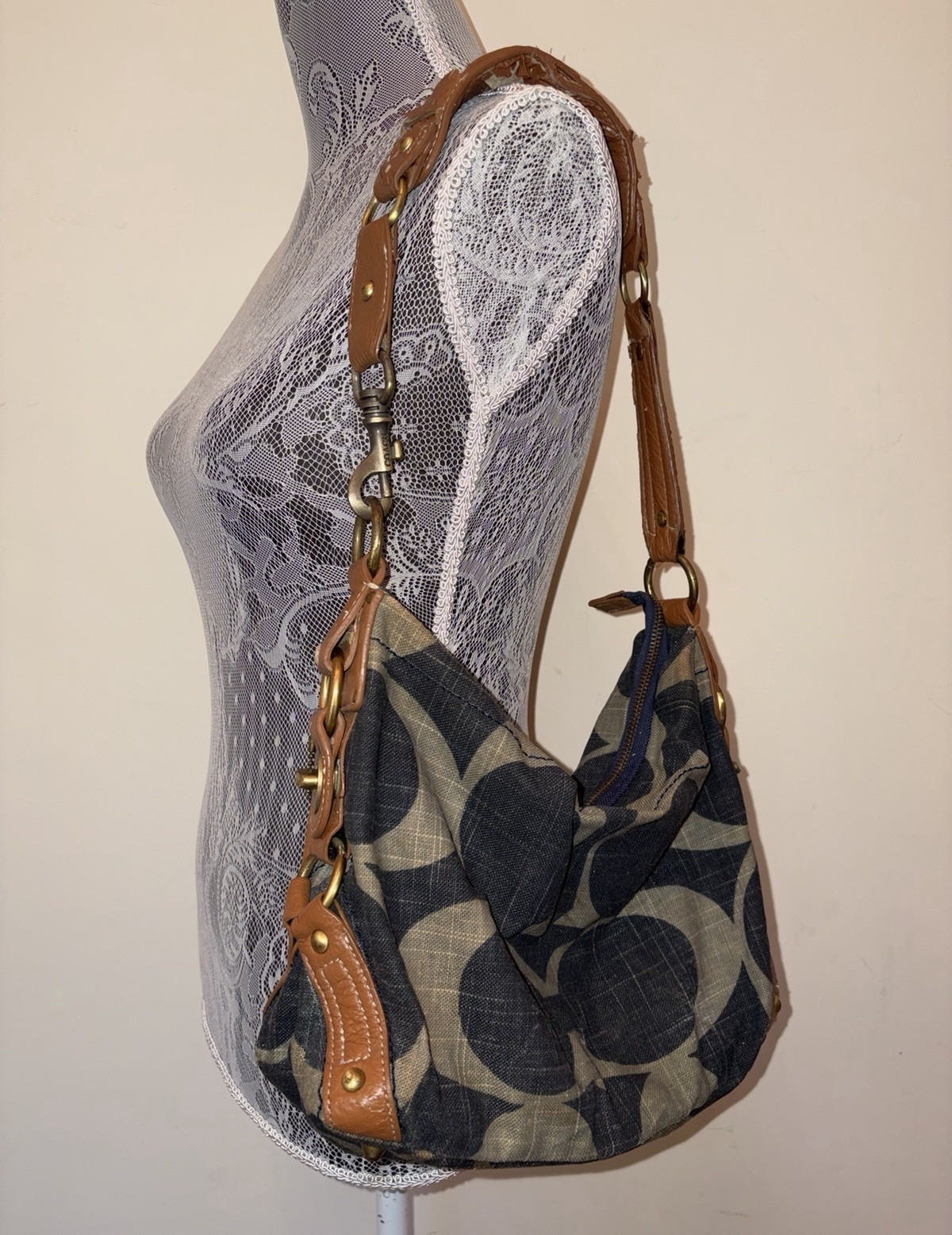 vintage Coach Carly denim shoulder bag