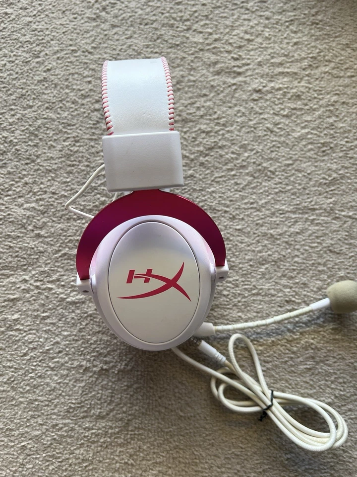 Hyper X Cloud II Wired Gaming Headset White Pink CL003 - Tested and Working - Image 3 of 4
