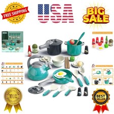 32Pcs Kids Play Kitchen Toys Set, Toddlers Pretend Cooking Playset Acccessori...