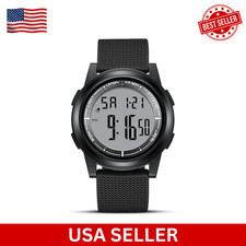 Mens Ultra-Thin Digital Waterproof Watch with LED Screen, Alarm Stopwatch