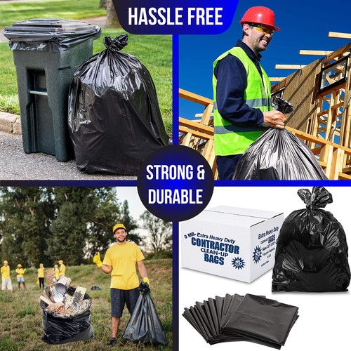 Contractor Construction Garbage Bags - Large Black Trash Bags for Constructio... - Picture 2 of 3