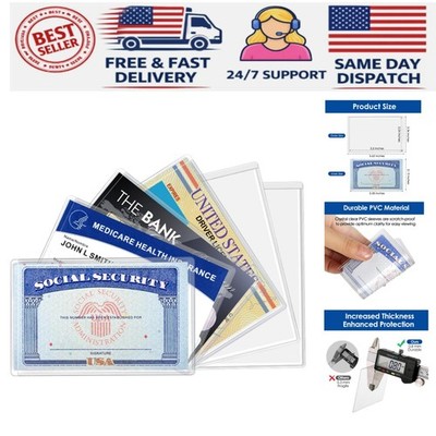 6-Pack Water-Resistant Card Sleeves for Medicare & Business Cards - Clear PVC