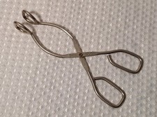 Vintage Vaughan Chicago Metal Serving Hot Dog Scissor Tongs 7 3/4" Kitchen Tool