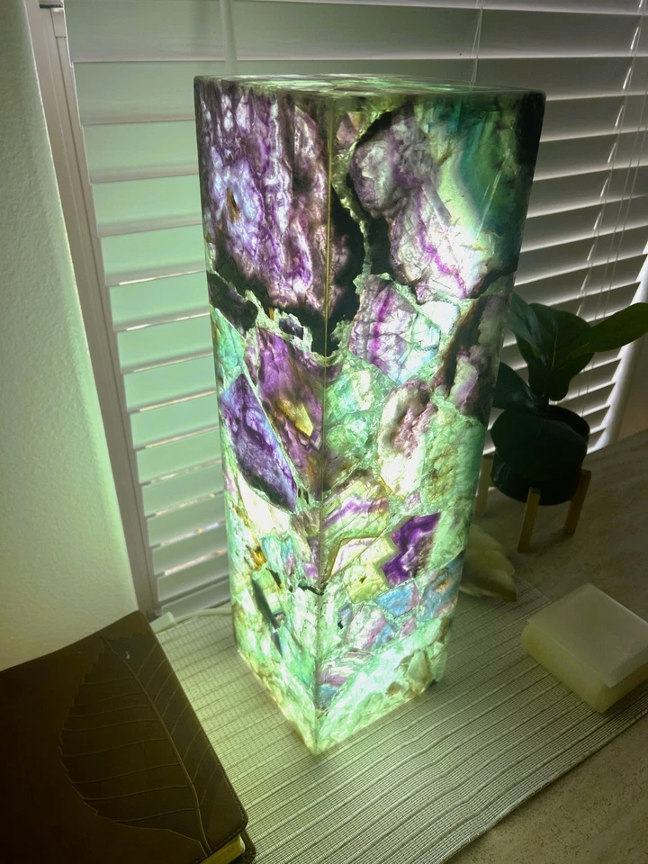 Fluorite Crystal Lamp, Stone Table Lamps 19" High, Desk Lamp, Nightstand Lamps - Image 2 of 4