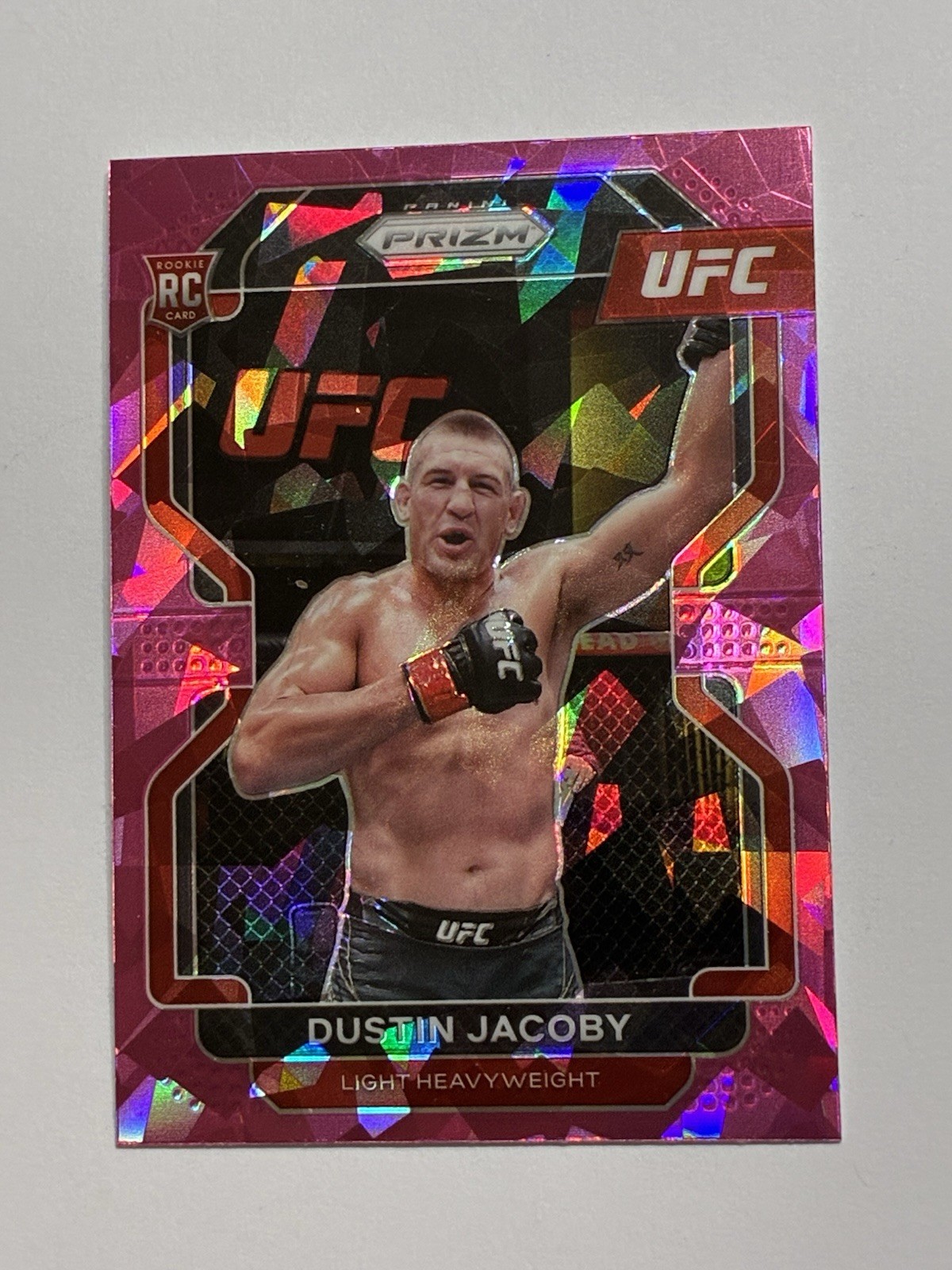 2022 Panini UFC Prizm Dustin Jacoby RC Pink Ice Prizm Parallel Rookie Card #123