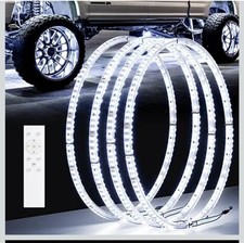 4PCS 17" Super Bright Double Row White Wheel Lights Rim Lights 17in With Remote