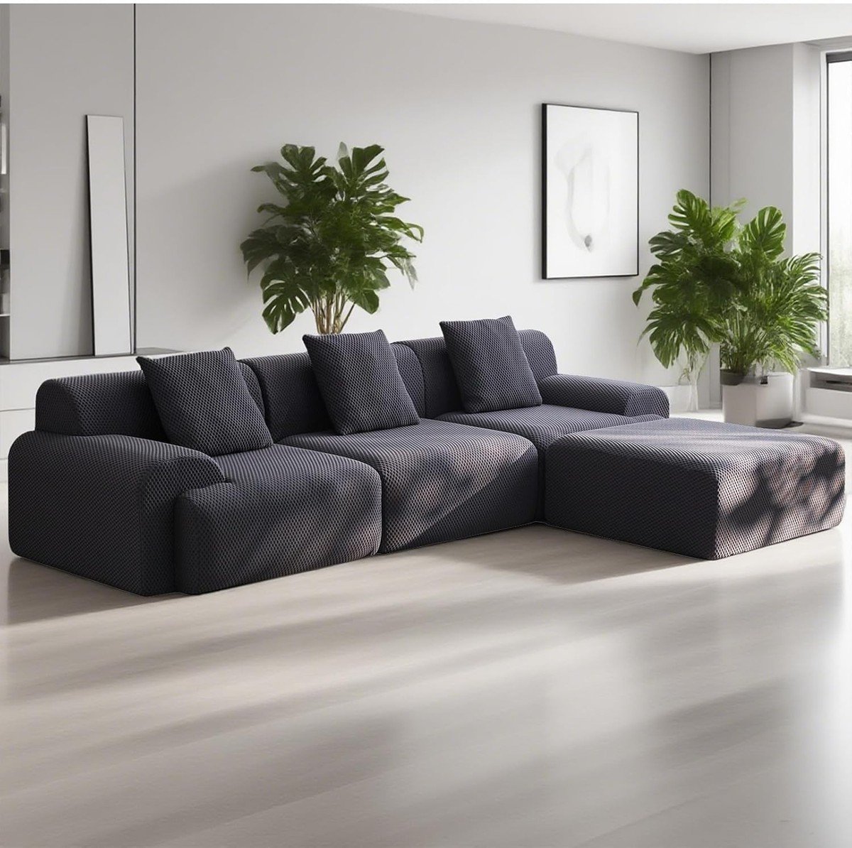 103 W Sectional Couches for Living Room, Faux Leather