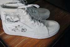 Vans 500714 HighTop Skateboard Shoes Mens 8 Womens 9.5 White UPaint Unidentified