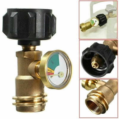 Tankadapter Gasflasche Camping Propangas Kocher Gas Adapter + Füllstandsanzeige