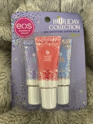 EOS Holiday Collection 24H Moisture Lip Balm 3 pcs Candy Cane, Sugar Plum/Cookie
