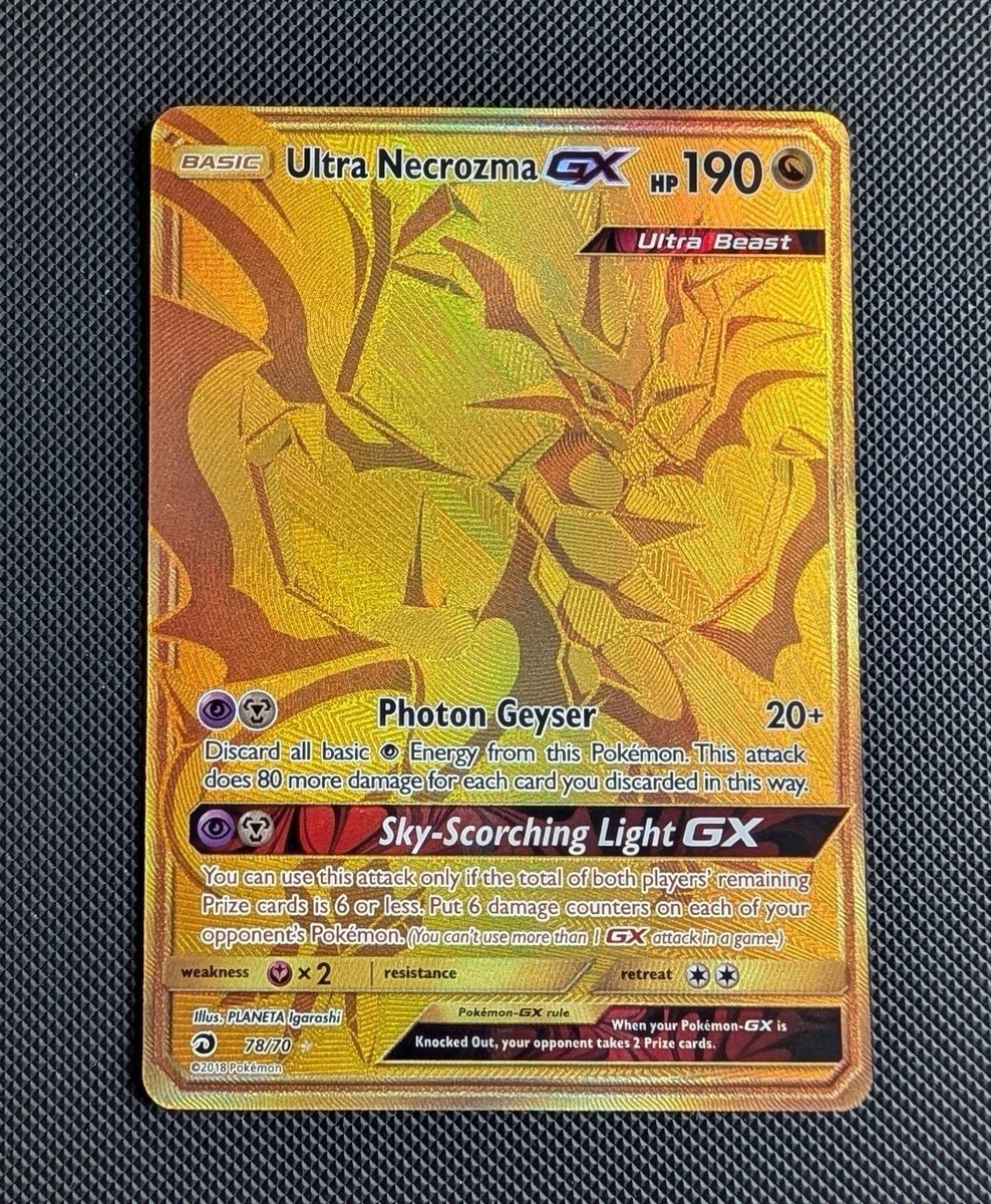 2018 Pokemon Ultra Necrozma GX 78/70 Dragon Majesty Full Art Secret Rare Gold NM
