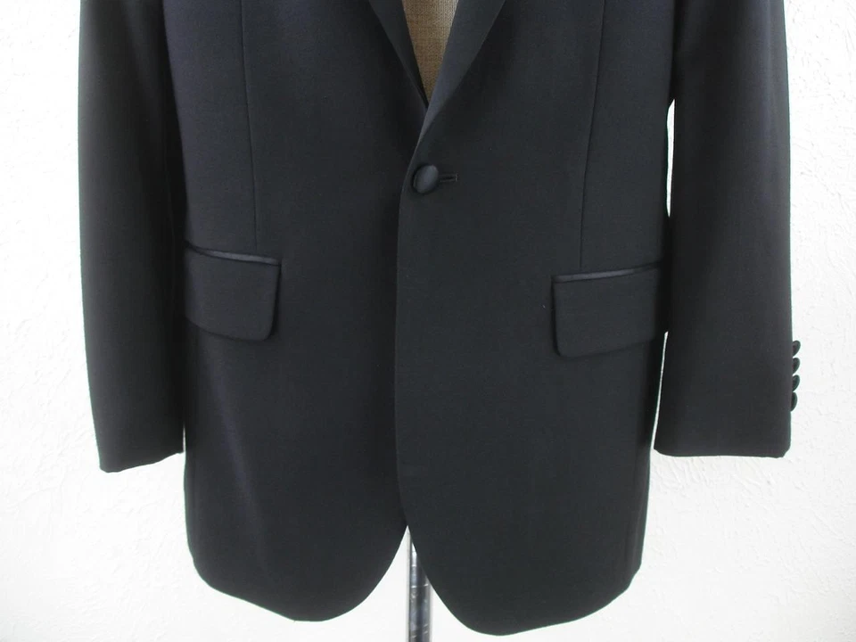 Men's 38R Jos. A Bank 2-Pc Slim Fit Formal Tuxedo Notch Suit Black Pants 34 X 32 - Image 4 of 4