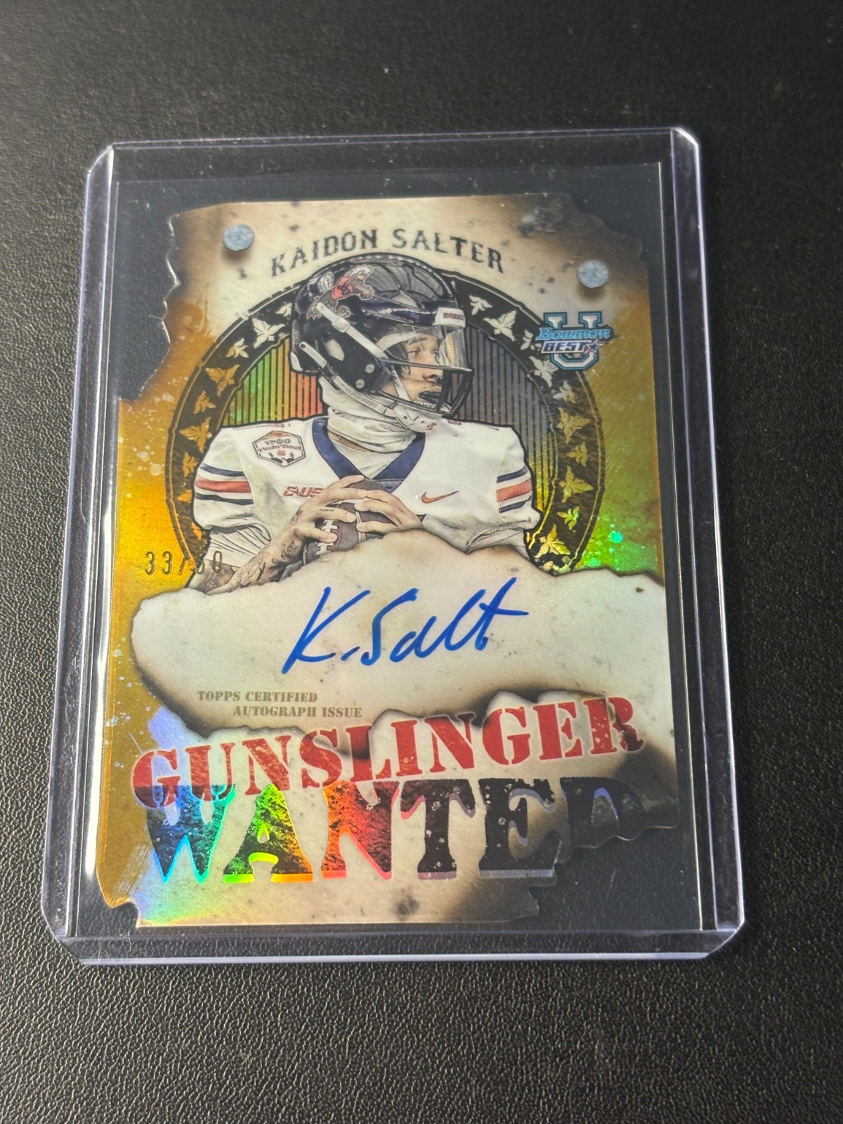 2024 Bowman's Best University Gunslingers Kaidon Salter Gold Auto /50