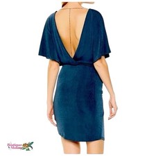 ASTR the Label Haley Slate Blue Backless Mini Dress Chain Accent Size M