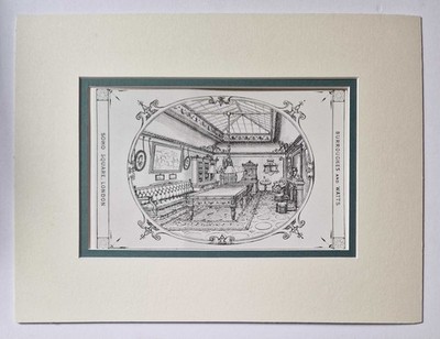 BURROUGHES AND WATTS Decorative Snooker Room Engraving (Modern Reprint)