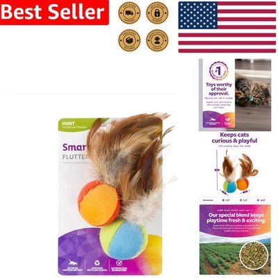 Flutter Balls Catnip Plush Feather Cat Toys 2 Pack Encourages Exercise Play
