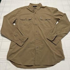 Carhartt Force Shirt Mens Large Relaxed Fit Long Sleeve Button Down Tan Medium
